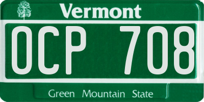 VT license plate OCP708