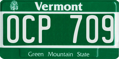 VT license plate OCP709