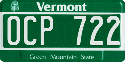 VT license plate OCP722