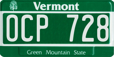 VT license plate OCP728