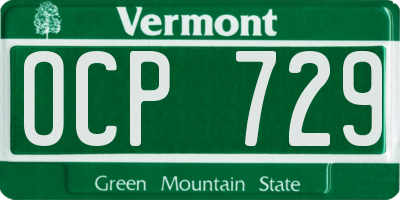 VT license plate OCP729