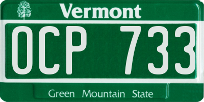 VT license plate OCP733