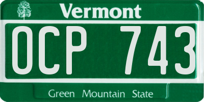 VT license plate OCP743