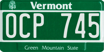 VT license plate OCP745