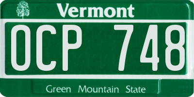 VT license plate OCP748