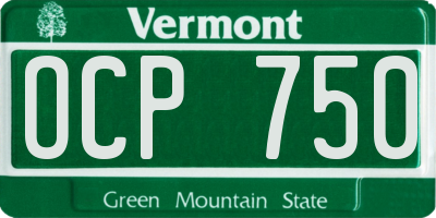 VT license plate OCP750