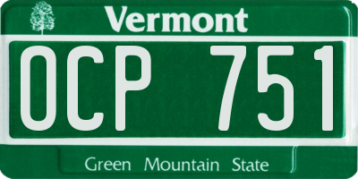 VT license plate OCP751