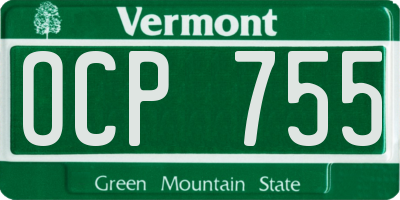 VT license plate OCP755
