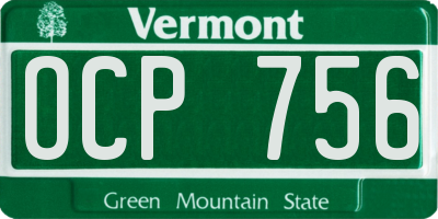 VT license plate OCP756