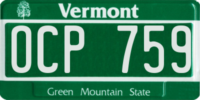 VT license plate OCP759
