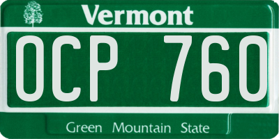 VT license plate OCP760