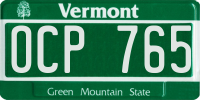 VT license plate OCP765