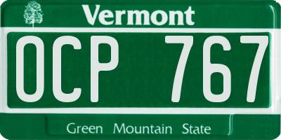 VT license plate OCP767