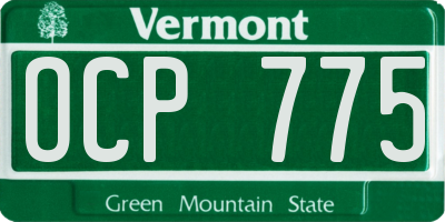 VT license plate OCP775
