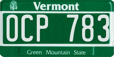 VT license plate OCP783