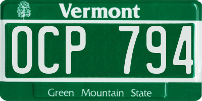 VT license plate OCP794