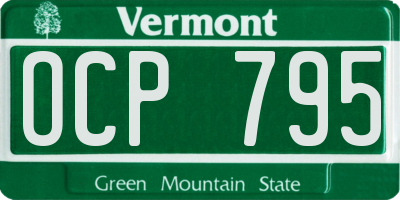 VT license plate OCP795