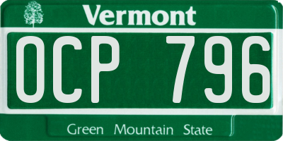 VT license plate OCP796