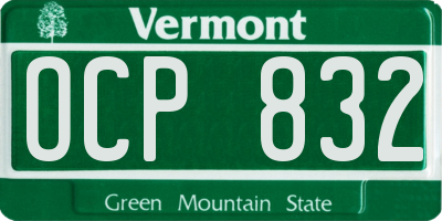 VT license plate OCP832