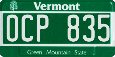 VT license plate OCP835