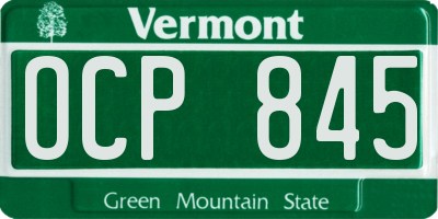 VT license plate OCP845