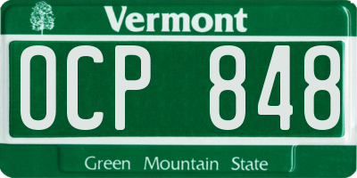 VT license plate OCP848