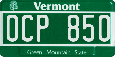VT license plate OCP850