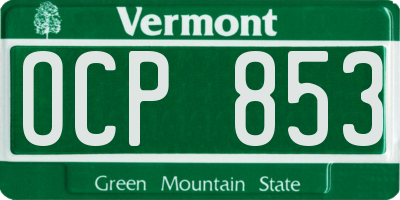 VT license plate OCP853
