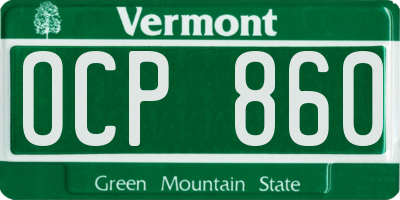 VT license plate OCP860