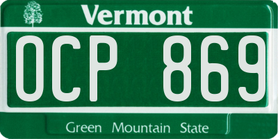 VT license plate OCP869