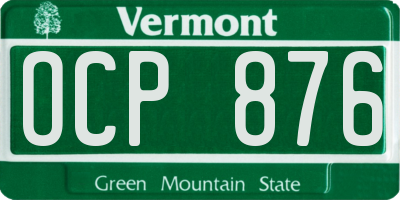VT license plate OCP876