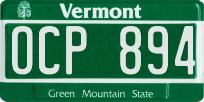 VT license plate OCP894