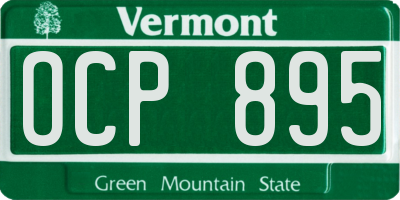 VT license plate OCP895