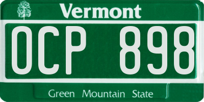 VT license plate OCP898