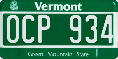 VT license plate OCP934