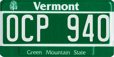 VT license plate OCP940