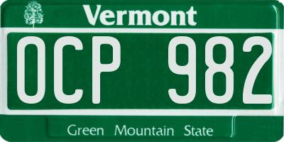 VT license plate OCP982