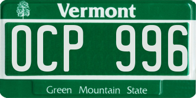 VT license plate OCP996