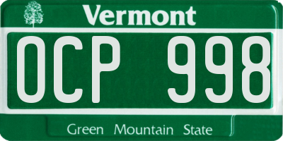 VT license plate OCP998