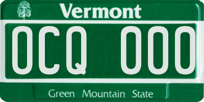 VT license plate OCQ000