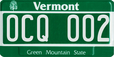 VT license plate OCQ002