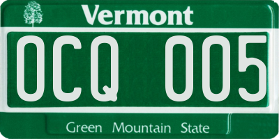 VT license plate OCQ005