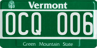 VT license plate OCQ006