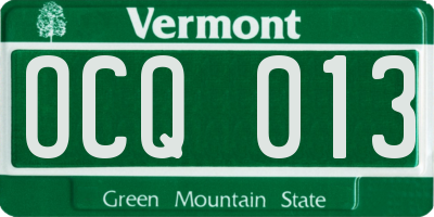 VT license plate OCQ013