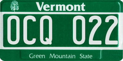 VT license plate OCQ022