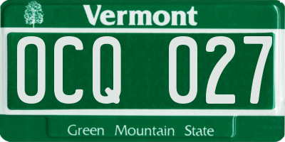 VT license plate OCQ027