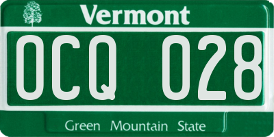 VT license plate OCQ028