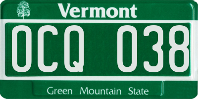 VT license plate OCQ038
