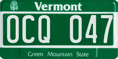 VT license plate OCQ047