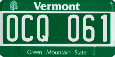 VT license plate OCQ061